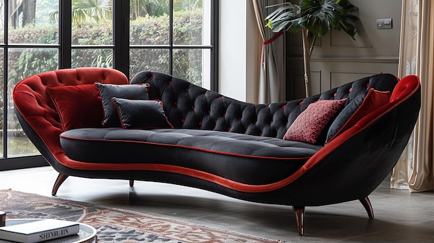 Sofa dwuosobowa z funkcją spania Black Red White – komfort i styl